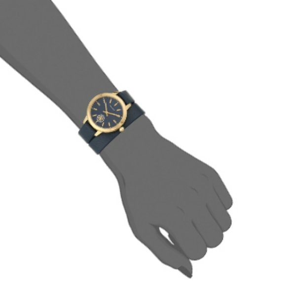 Tory Burch Women\'s Navy/Gold Collins Leather Wrap Strap 32mm Watch main image 6